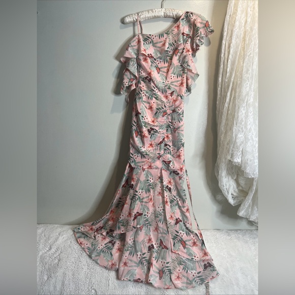 Joie Jamima Butterfly Printed Ruffle Cascade Silk Midi Dress 4 - Picture 5 of 9